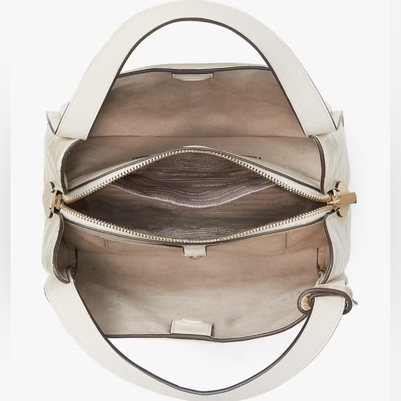 Kate Spade Knott Croc Embossed Leather Sm Zip Top Satchel. Halo White/Gold. - Picture 11 of 14